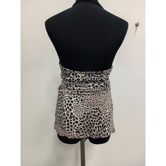VTG Y2K BCBGMaxazria Womens Babydoll Halter Top Small Animal Print Coquette - Picture 4 of 8